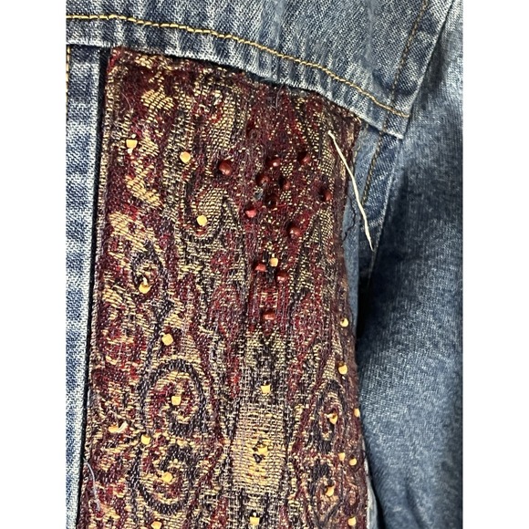 As Is-vintage Units Denim And Paisley Color block Jean Jacket 80s 90s - Picture 8 of 13